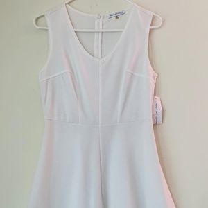 White Notation Flare Sleeveless Dress